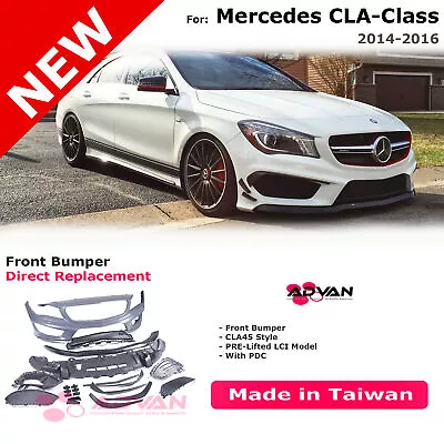 CLA45 Style Bumper Conversion For Mercedes Benz C117 2014-2016 CLA W/Canard Lip • $899