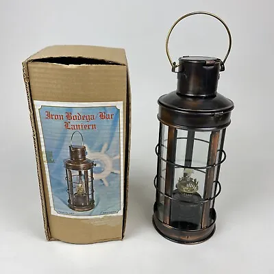 Vtg Iron Bodega Bar Lantern Oil Lamp Antique Copper Color Art#8193 Hong Kong 1pc • $15.95