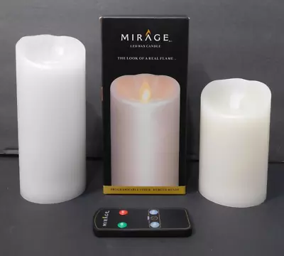 MIRAGE 7 X3  & 5 X3  FLAMELESS LED WAX CANDLES W REMOTE / TIMER White Ivory • $24.99