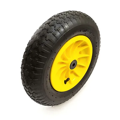 3.50-8 Wheel & Tyre 14 Inch 4 Ply Pneumatic Yellow 1/2  Bore Wheelbarrow Barrow • £12.49