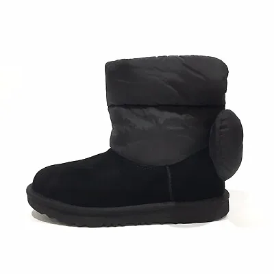 Ugg Bailey Bow Maxi Puffer Boots -black -suede / Textile -youth Us 4 -new • $89.99