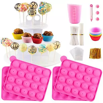 Cake Pop Maker Kit With 2 Silicone Mold Sets With 3 Tier Cake Stand Chocolat... • $43.58