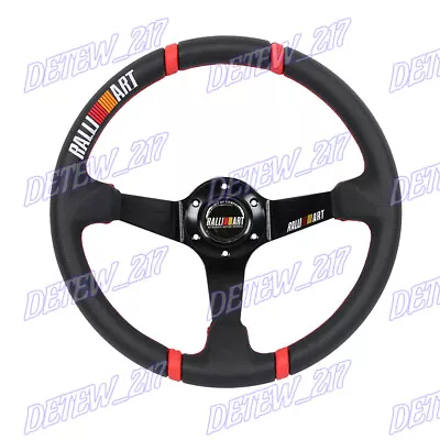 3.5  Deep Dish 13.5  Ralliart Racing Red Stitching Leather Sport Steering Wheel • $67.86