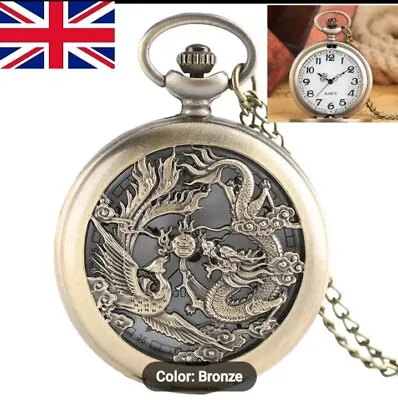 Vintage Quartz Bronze Pocket Watch With Chain  • £6.99