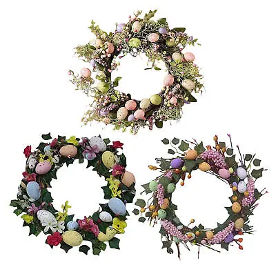 Easter Wreaths Artificial Easter Wreath With Hanger Colored Egg And Mixed Twigs • £13.88