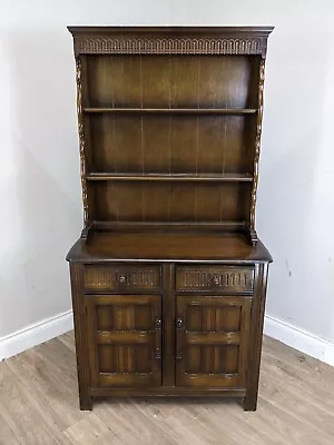 DRESSER Vintage Oak Priory Welsh Dresser 2 Door Cupboard 2 Drawers Display Rack • £119