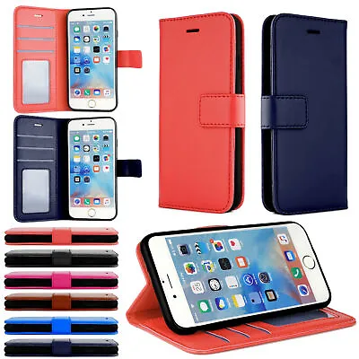 PU Leather Wallet Book Case 360 Protection With Card Slot IPhone 14 13 S23 J8 • £4.90