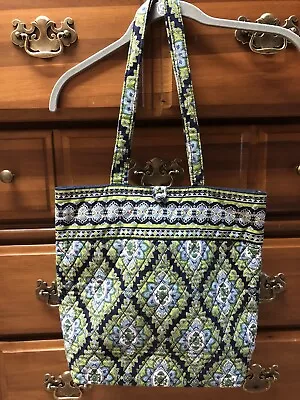 Vera Bradley Cambridge Tote Purse Blue Green RETIRED • $14.99