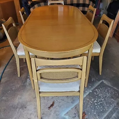 Ramseur Mid-Century Modern  Dining Table With 6 Cane Back Chairs Local Pickup • $1295