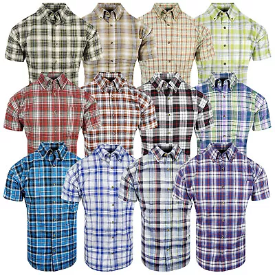 Plaid Shirt Mens Short Sleeve Button Down Collar One Pocket NEW Colors TRUE FIT • $19.95