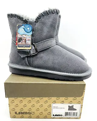 Lamo Presley Water & Stain Resistant Suede Mini Boots- CHARCOAL US 8 / EUR 39 • $31.68