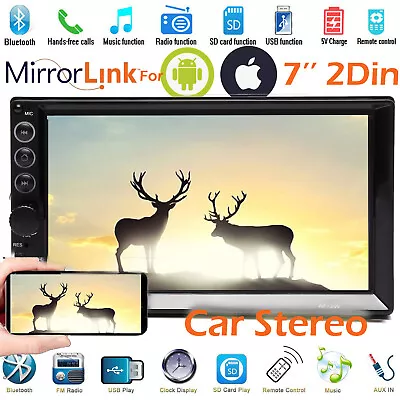 7  Double 2Din Touch Car MP5 Player Bluetooth Stereo Mirror For GPS Nav FM Radio • $42.54