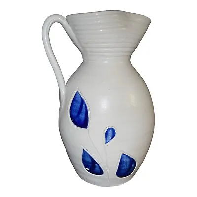 Williamsburg Pottery VA Salt Glazed Blue Leaf Pattern Creamer / Small Pitcher • $18