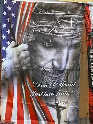 Christian Flag American Jesus Flags Faith Have Faith Over Fear 3x5 Ft New  • $8.75