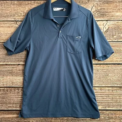 Oakley Polo Shirt Mens Large Blue Short Sleeve Golf Casual Performance Pocket • $18.99