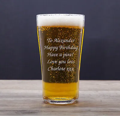 Personalised Pint Beer Glass Engraved Birthday Best Man 18th 21st 40th Gifts • £9.99