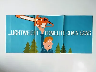 Vintage 1960s Homelite Chainsaw Blue Dealership Advertising Poster 16 X37  • $34.29