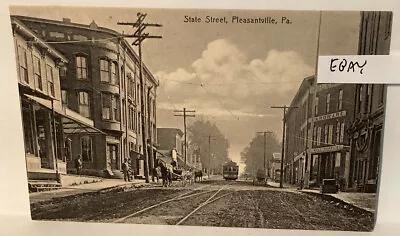 Early Pleasantville Pa Main St Hardware Trolley + Venango County German Postcard • $5.90