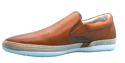 Zanzara Men's Huxley Cognac White Outsole Loafers Slip On Leather Shoes Size 12  • $129.95