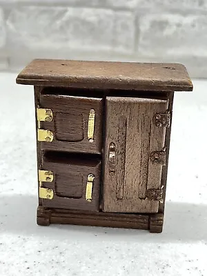 Vintage Oak Wood Dollhouse Miniature Ice Box Furniture Replica Doors Open Shelf • $12.99