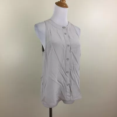 T By ALEXANDER WANG Womens Sz Small Light Gray 100% Silk Sleeveless Button Top • $27.99