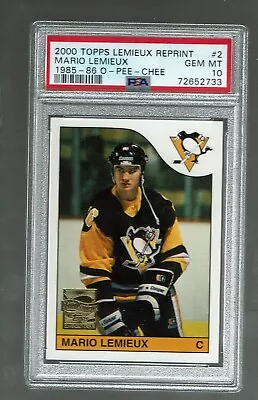 2000-01   Topps  Reprint  1985-86 OPC.  Mario Lemieux  RC.  #2    PSA 10.  POP 5 • $255