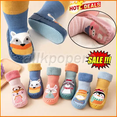 £2.71 • Buy Newborn Baby Floor Socks Fuzzy Shoes Anti-slip Cartoon Slippers Outdoor Toddler