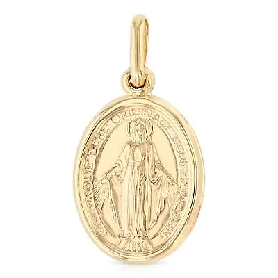 14K Gold Religious Virgin Mary Guadalupe Miraculous Medal HOLLOW Pendant Charm • $97