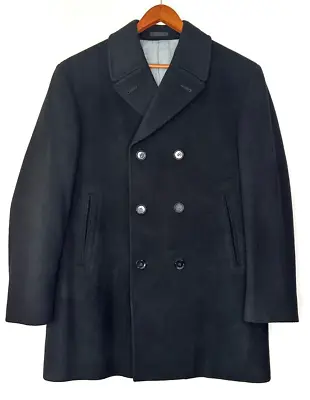 Calvin Klein Men's Wool/Cashmere Black Overcoat 40R Double Breasted • $53.99