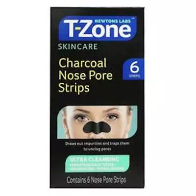 3 X T-Zone Charcoal 6 Nose Pore Strips • £6.98