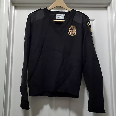 VTG Official US Immigration Service Inspector Mens Black Sweater USA Sz S RARE • $149.95