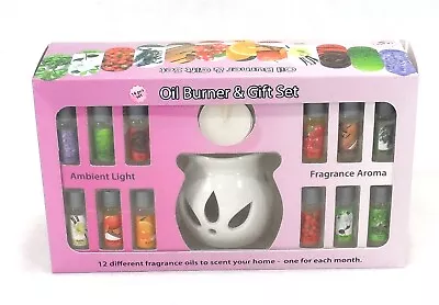 14Pcs OIL BURNER GIFT SET WITH 12 FRAGRANCE OILS AROMA THERAPY OIL DIFFUSER GIFT • £9.99