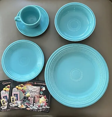 Vintage Fiesta Ware 5 PC Place Setting Turquoise Retired BNIB • $50