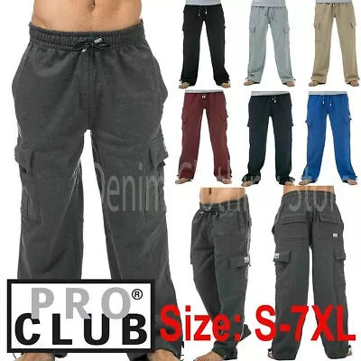 Pro Club Men's Heavyweight Track Fleece Cargo Pants Sweatpants S~7XL • $47.36