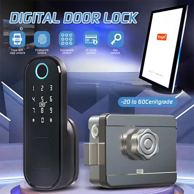 2024 Electronic Smart Door Lock WiFi APP Fingerprint Card Password Key Security • £59.99