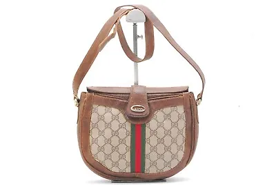 Vintage Gucci Sherry Line GG Shoulder Bag Crossbody Brown Authentic • $220.15