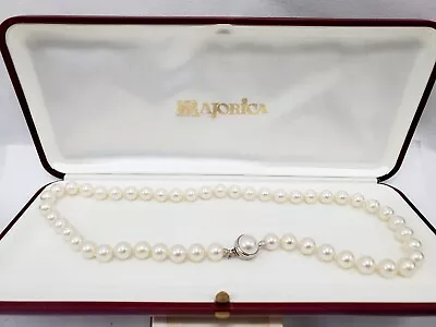 Vintage Majorica 8.5mm Faux Pearl Sterling Silver 925 Clasp 18  Necklace W/ Box • $59