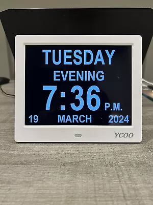 YCOO 8 Inch Digital Day Calendar Clock For Memory Loss Dementia And The Elderly • £10.51