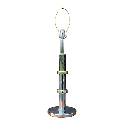 Vintage 1970's Mid-Century Modern Chrome & Brass Ring Table Lamp • $99.99