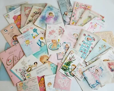 Vintage 1963 Baby Girls Greeting Cards Lot Of 39 For Scrapbooking MCM 1960s • $26.95