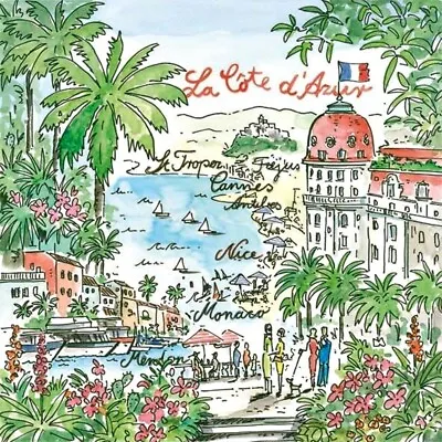 £13.74 • Buy Napkin/Luncheon -  La Cote D' Azur -The French Riviera Coastline Design - Unique