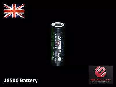 Ampsplus 18500 1200mAh Battery 3.7V IMR 12A Flat Lithium Rechargeable Batteries • £5.69