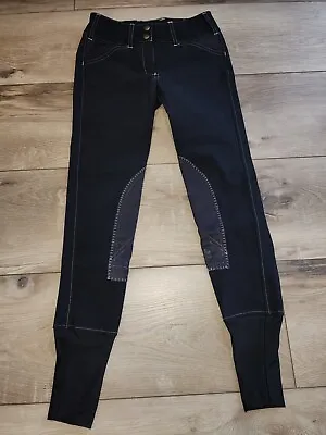 Women’s Size 24 Black Equine Couture Knee Patch Horseback Riding Breeches • $18.37