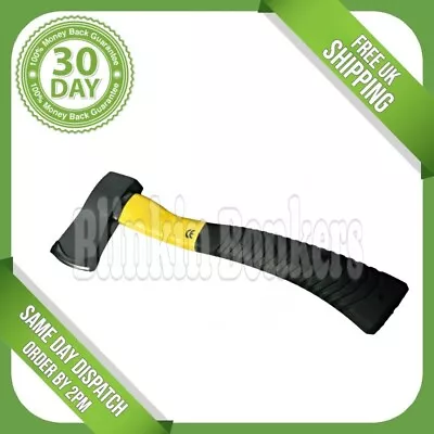 1.5lb Heavy Duty Axe Hand Felling Hatchet Wood Splitter Fibreglass Handle Shaft • £8.45