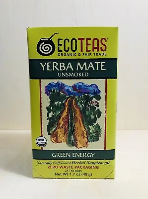 Ecoteas Organic Yerba Mate Unsmoked Green Energy Tea Bags - 1 Box - 24 Tea Bags • £4.05
