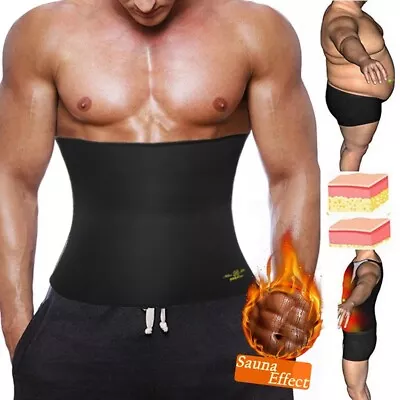 Men's Fat Burner Tummy Slim Body Shaper Neoprene Sauna Sweat Belts Waist Trainer • $12.15