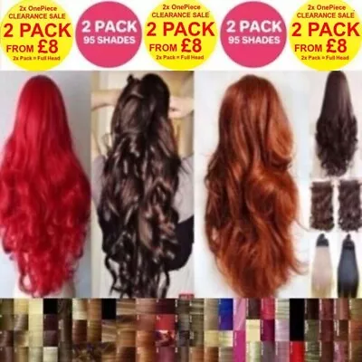 £7.60 • Buy 2 PACK SALE 2x 24  Real Natural Half Head Hair Extensions Long Curly Straight UK