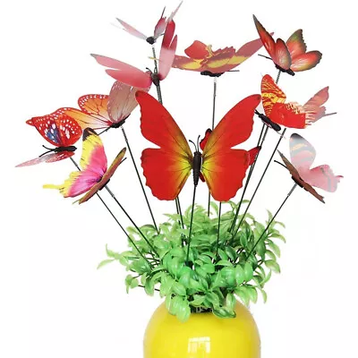 Fairy Garden Butterflies On Sticks Outdoor House Flower Pot Yard Ornament • £4.84