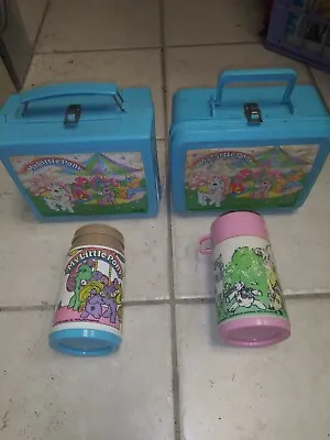 Lot Of 2 1989 Aladdin My Little Pony Kids Blue Plastic Lunch Boxes W/ THERMOS  • $8