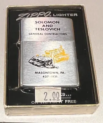 Zippo Lighter '74 Solomon & Teslovich General Contractors Masontown PA Bulldozer • $174.99